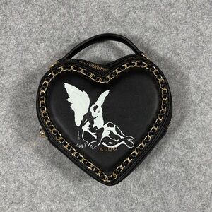 Aldo Heart Mini Bag w/ Custom Angel Graphic – Y2K Gold Chain Purse